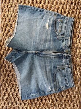 AG Adriano Goldschmied Light Blue Distressed Denim Shorts